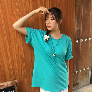 Oversized Plain Snap Eyelet Backless Short Sleeve T-shirt