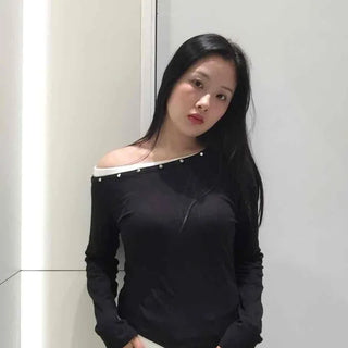 Color Block Snap Layered Plain Slim Fit Long Sleeve T-shirt