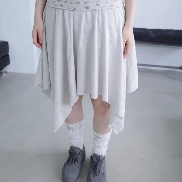 Floral Folding Asymmetrical Skirt