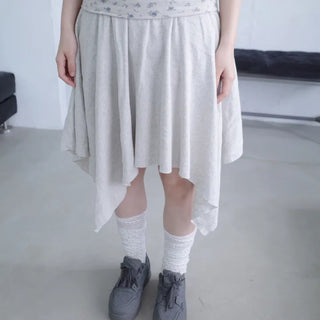 Floral Folding Asymmetrical Skirt