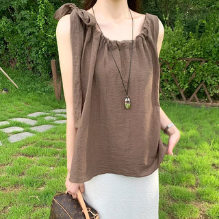 Linen Two-Way Sleeveless Blouse