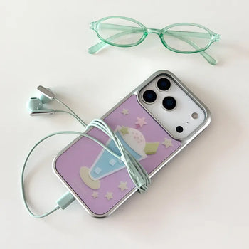 [+MagSafe/Galaxy] Parfait Silver Frame Case Star Melon Melon Soda In-house Production