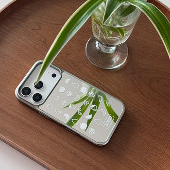[+MagSafe/Galaxy] Fruit Basket Mirror Case Silver Frame Fruit Custom Design