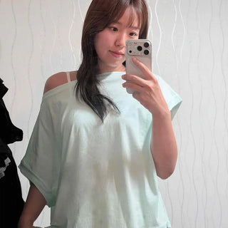 Slit Plain Oversized Short Sleeve T-shirt