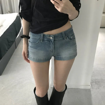 Betty Denim Slit Shorts (one color)