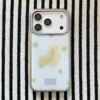 [+MagSafe/Galaxy] Banana Silver Frame Epoxy Case Fruit Star Custom Made