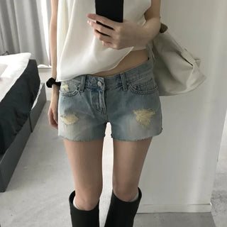 Crush Damage Denim Shorts (one color)