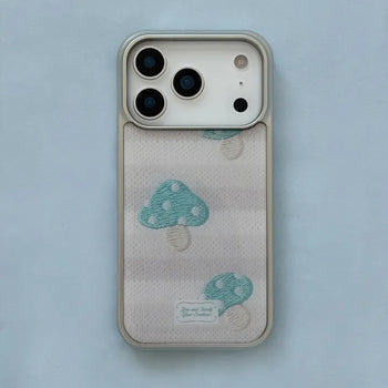 [+MagSafe/Galaxy] Mushroom Silver Frame Epoxy Case Fruit Stripe In-house Design