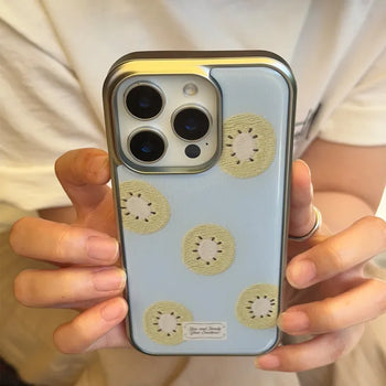 [+MagSafe/Galaxy] Kiwi Silver Frame Epoxy Case Fruit Custom Design