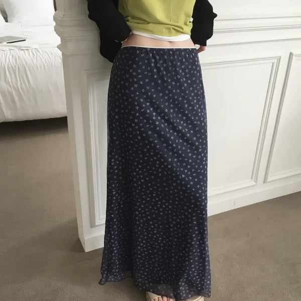 Lebel floral lace long skirt