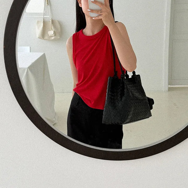 Pop color sleeveless   Summer basic ribbed sleeveless top