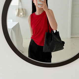 Pop color sleeveless   Summer basic ribbed sleeveless top