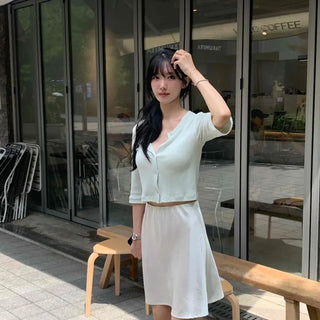 Shirred Flare A-Line Loose Fit Daily Midi Skirt