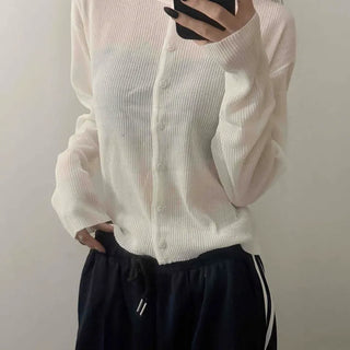 Button-down Plain Regular Fit Long Sleeve Cardigan