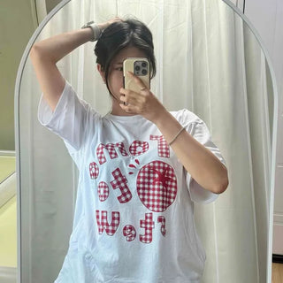 Stu Gingham Check Lettering Short Sleeve T-shirt