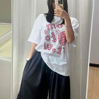 Unisex Logo Cotton Elastic Waist Wide Bermuda Shorts