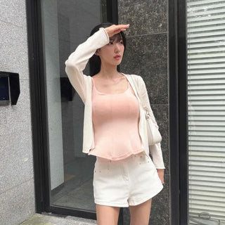 Snap Flap Pocket Straight Slim Fit Daily Shorts