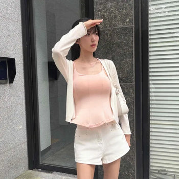Snap Flap Pocket Straight Slim Fit Daily Shorts