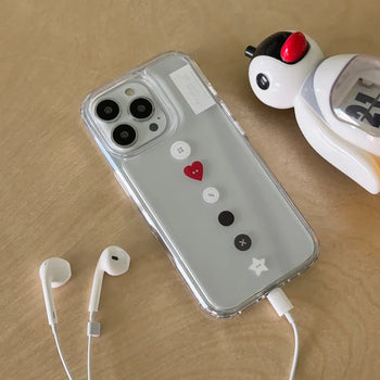 [In-house Made] Basic Button Transparent Case Cute Button