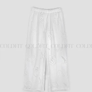 Perforated beach wide pants