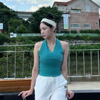 Cut-out Backless Strap Slim Fit Plain Sleeveless