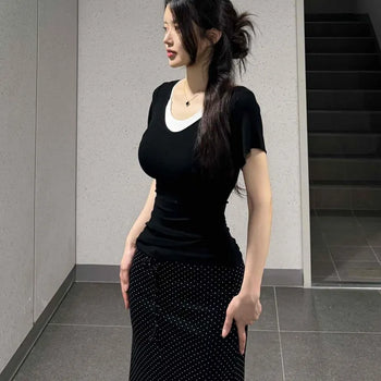 Plain Slim Fit H-Line Short Sleeve T-shirt