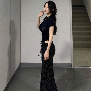 Dot String Mermaid Slim Fit Long Skirt