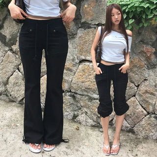 Zendive Elastic Waist Low Bootcut Pants