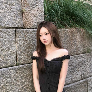 Frill Shirred Check Button-Down Sleeveless Blouse