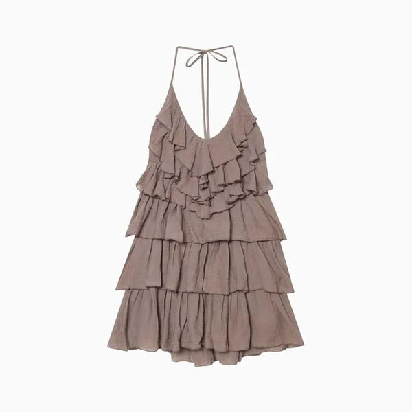 Dramatic Open Back Ruffle Mini Dress