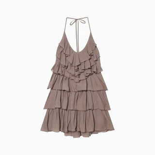 Dramatic Open Back Ruffle Mini Dress