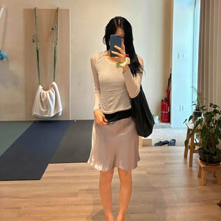 Slim Fit Plain Color Block Long Sleeve T-shirt