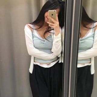 Shirred Layered Plain Slim Fit Sleeveless
