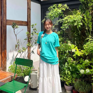 Loose Fit Shirred Frill Tiered Flare A-Line Long Skirt