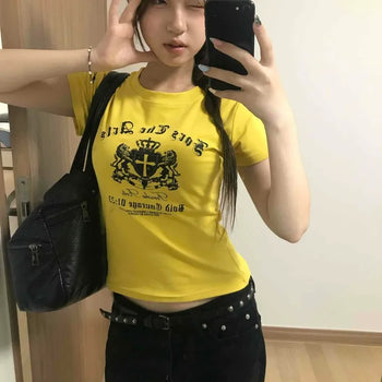 Cotton Lettering Logo Crop Short Sleeve Tee