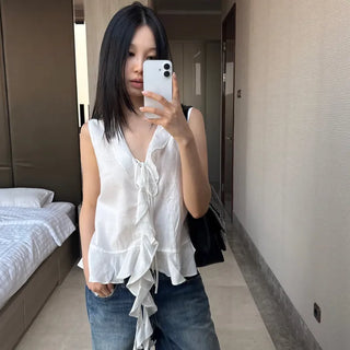 ruffle v-neck top