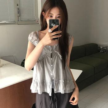 VS Seersucker Check Short Sleeve Blouse