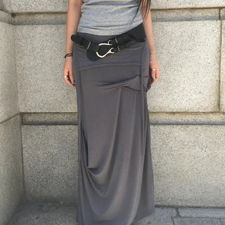 Vibrette Drape Folding Maxi Skirt