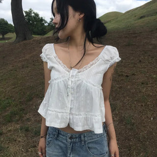 Ripple Frill Lace Blouse