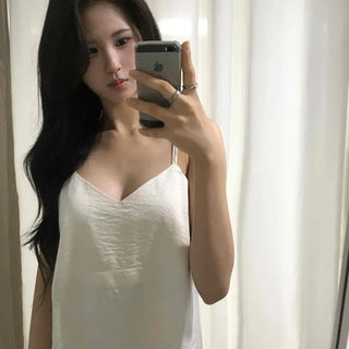 Lace Silky Bustier V-Neck Adjustable Strap Layered H-Line Mini Dress
