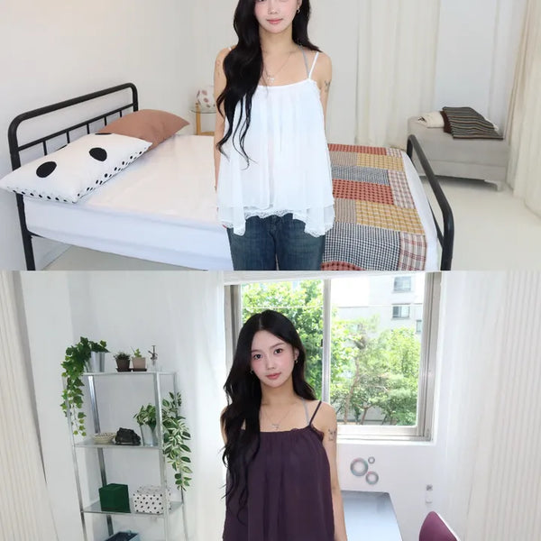 Mellow Lace Chiffon Layered Sleeveless Top