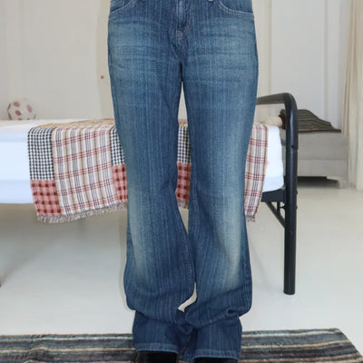 Slubby Low Bootcut Denim Pants