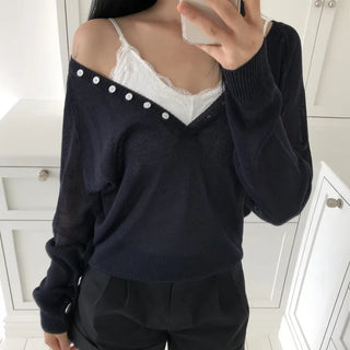 Heburn Deep V-neck Summer Knit