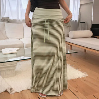 Chessbee striped folding long skirt