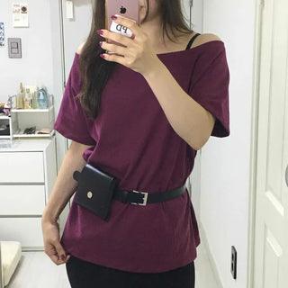 Boat Neck Boxy Oversized Cotton Short Sleeve T-shirt