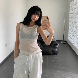 Nup linen knit sleeveless top