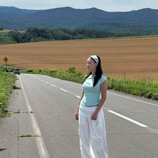Air Loose Fit Balloon Low-Rise String Elastic Waist Set Long Pants