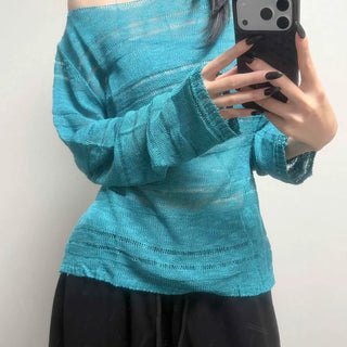 Linen See-through Two-way Loose Fit Knit