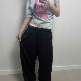 Training Loose Fit Eyelet Elastic Wide Long Pants