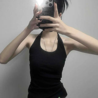 Halter Neck U-Neck Ribbed Slim Fit Sleeveless